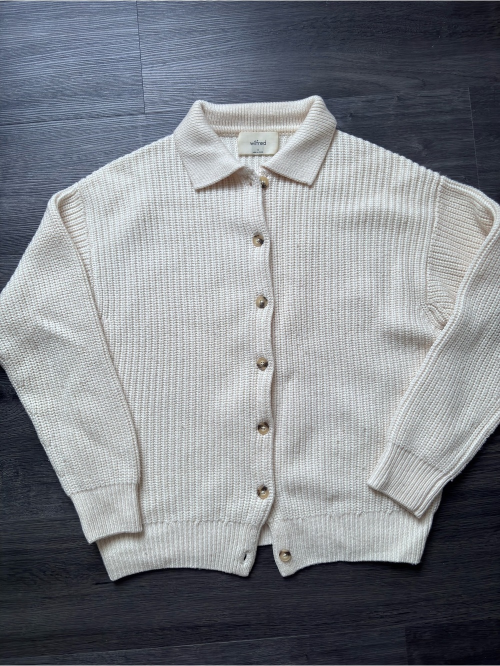 Wilfred Cream Collared Button Cardigan